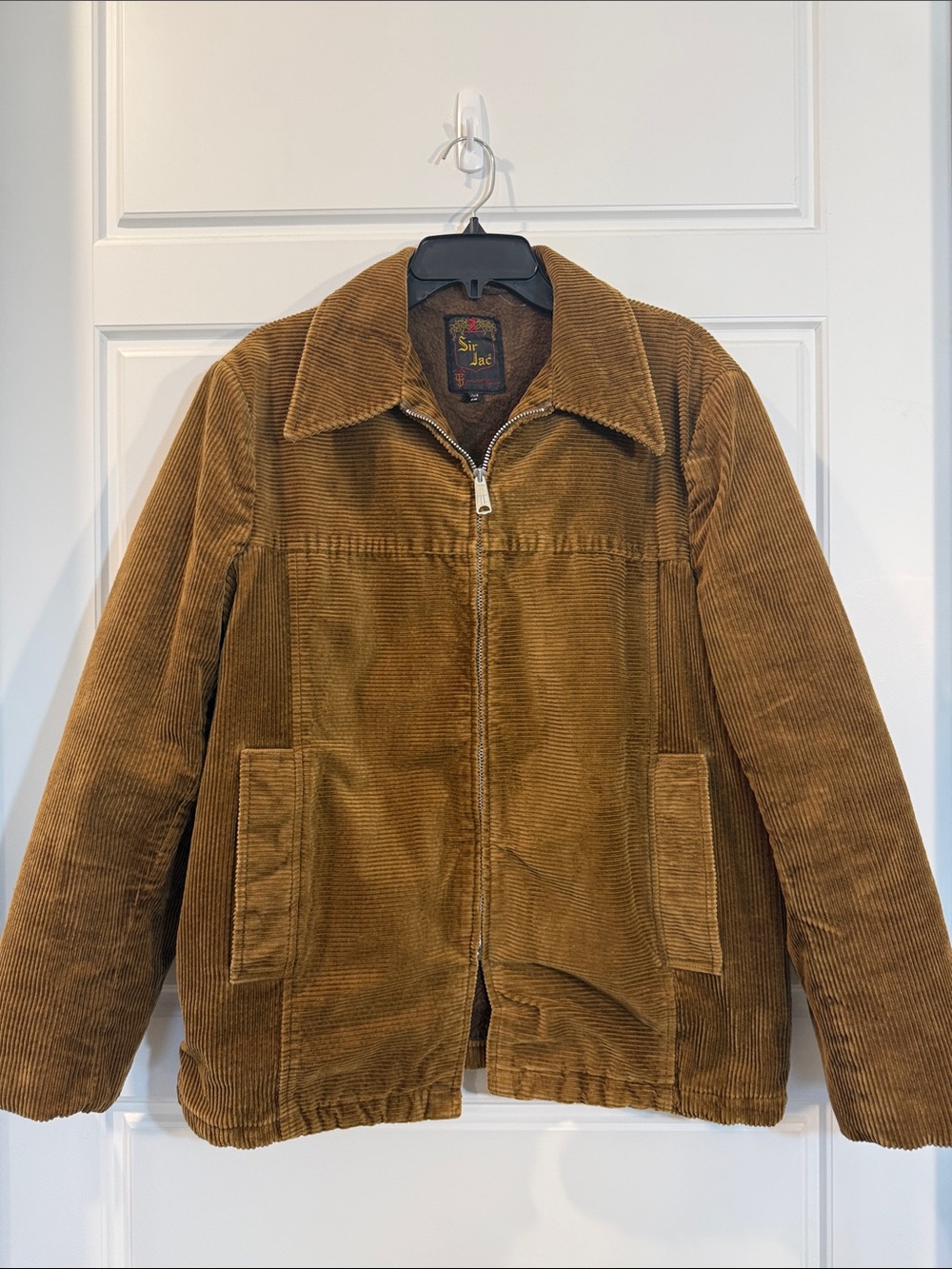 1970s Vintage Sir Jac Mens brown corduroy Coat Zip Up size 40/large